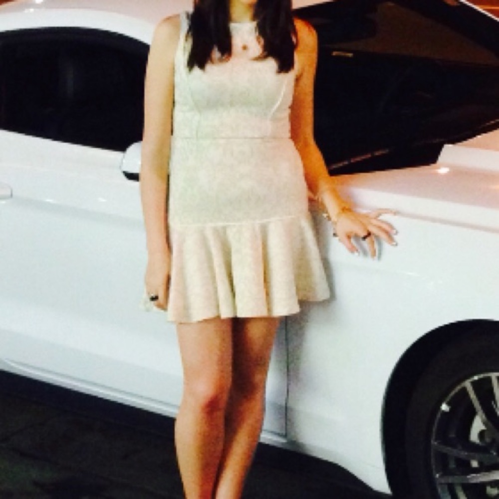 Bar III fitted cream dress